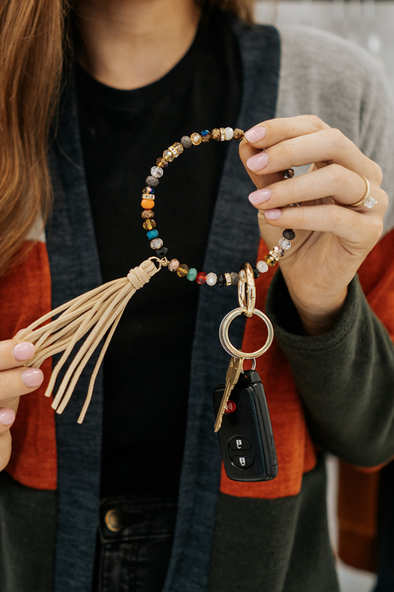 zoey beaded keychain bracelet