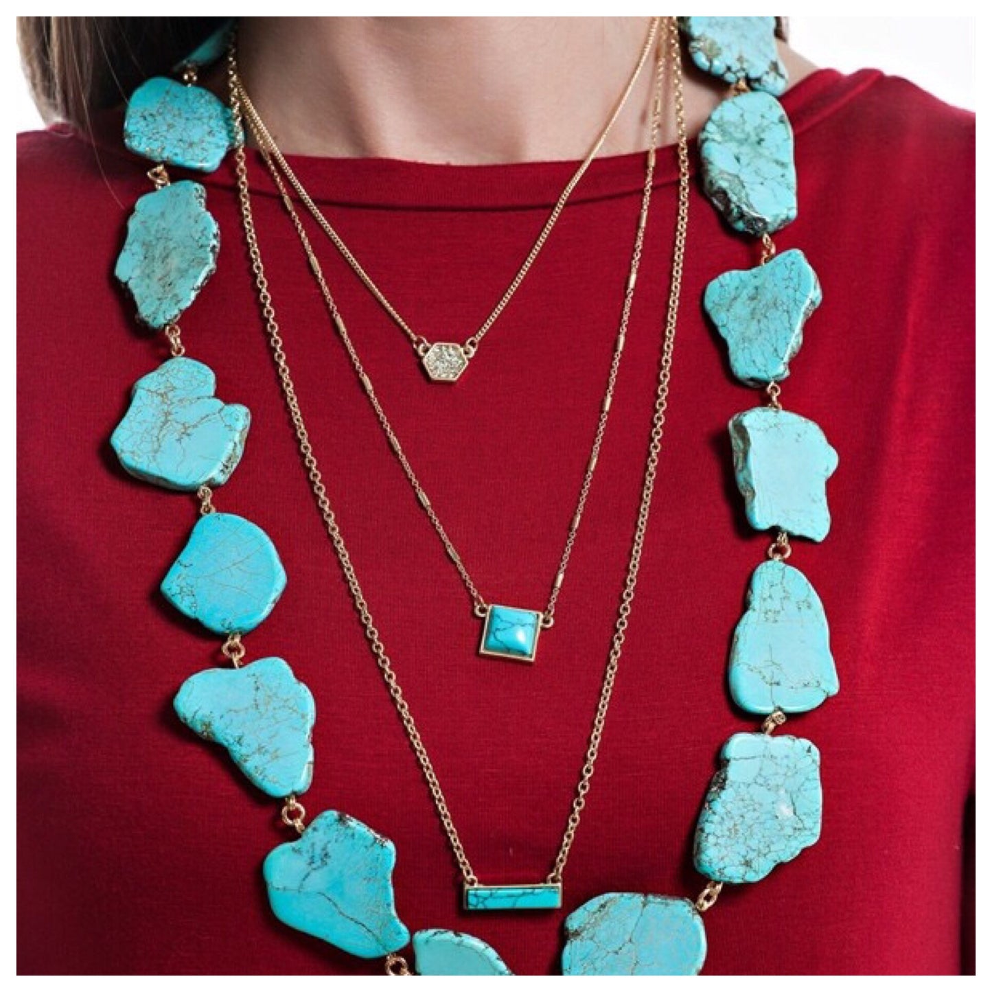 Emma Stone and Pave Tri Layer Necklace - Final Sale