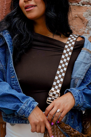 Lizzie Checkered Adjustable Bag Strap