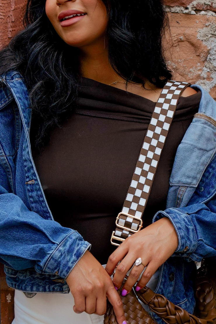 Lizzie Checkered Adjustable Bag Strap