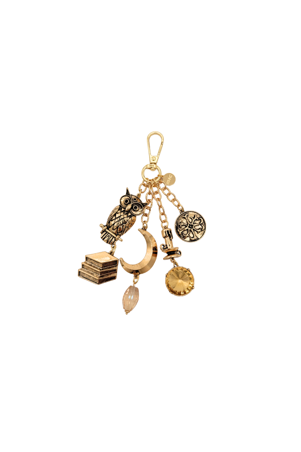 Night Reader Bag Charm | Bookish Owl & Moon Purse Charm
