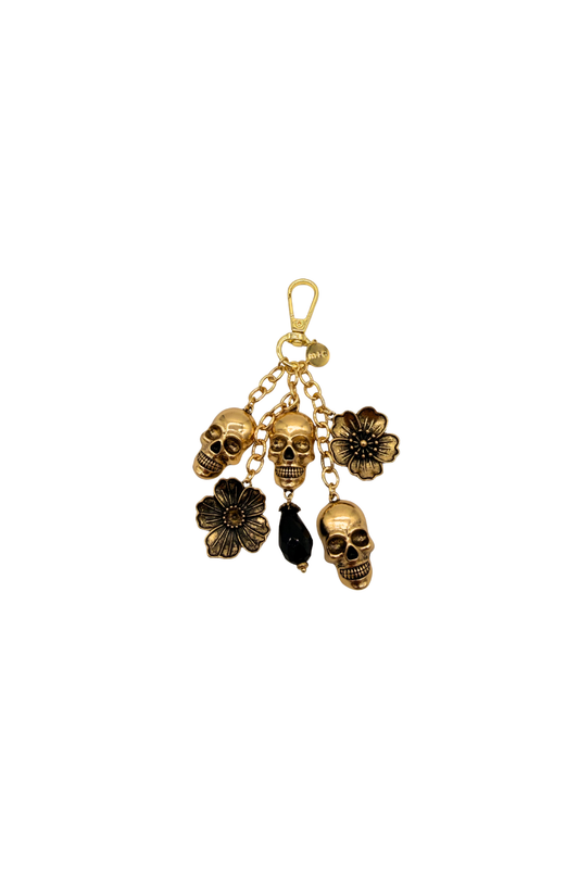 Last Bloom Bag Charm | Skull & Floral Gothic Purse Charm
