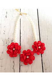 Triple Flower Rosette on Pearl Strand - Final Sale