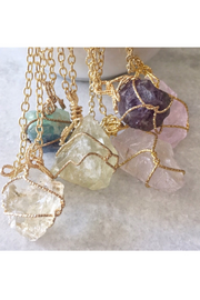 Natural Stones Wire Wrapped Necklace - Final Sale