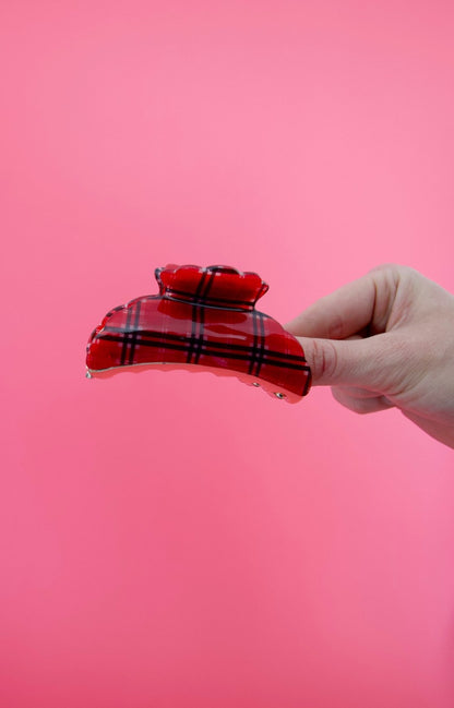 Elora Plaid Hair Clips - Final Sale