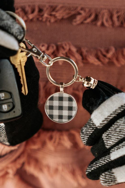 sequoia buffalo plaid disc keychain - final sale