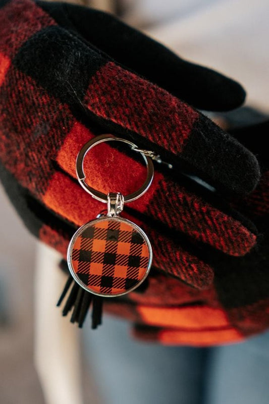 sequoia buffalo plaid disc keychain - final sale