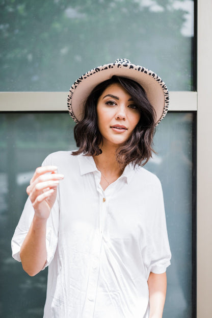 Jane Leopard Panama Hat - Final Sale