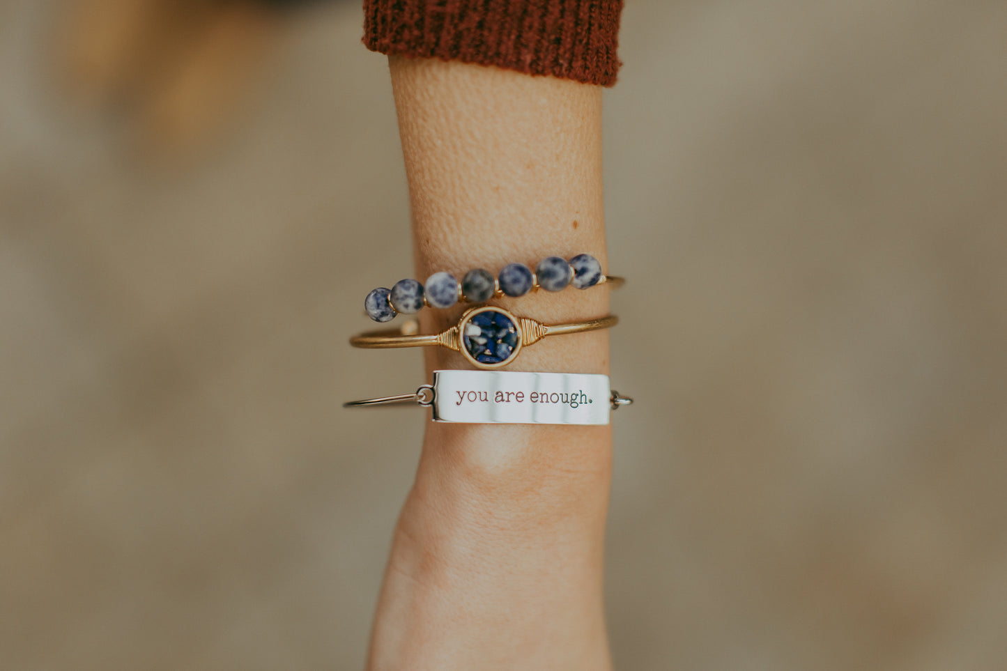Maya Precious Stone + Wire Bangle - Final Sale