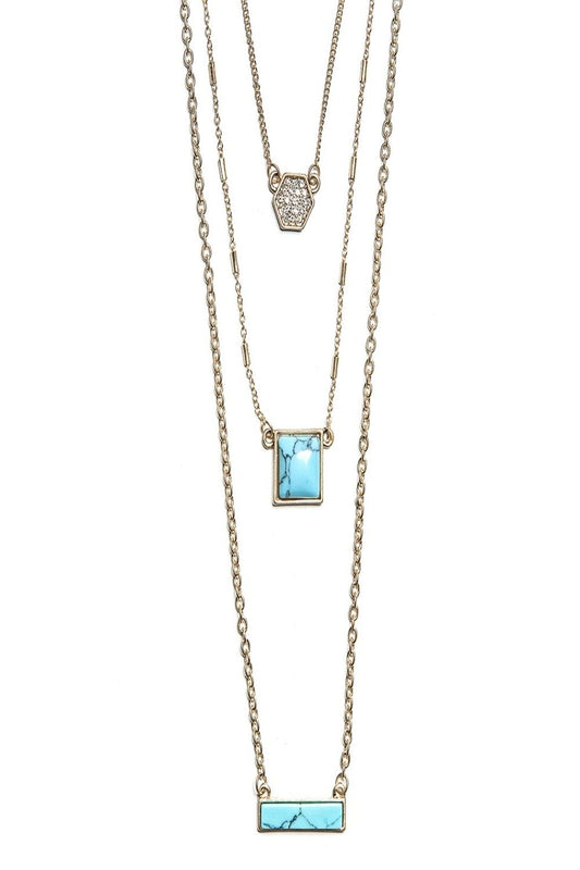 Emma layered delicate stones necklace in turqouise - Final Sale