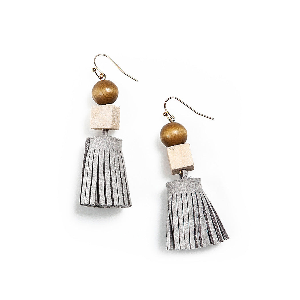 josephine suede + wood earrings - final sale