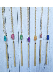 Druzy Stone Fringe Pendant Necklace - Final Sale