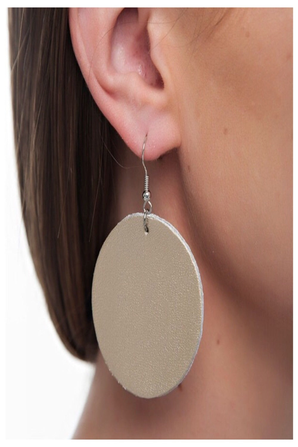 Simple Circle and Drop Vegan Leather Earrings - Final Sale