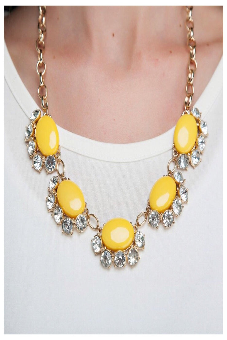 Rhinestone Bloom Statement Necklace - Final Sale