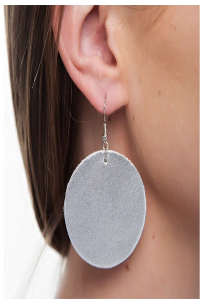 Simple Circle and Drop Vegan Leather Earrings - Final Sale