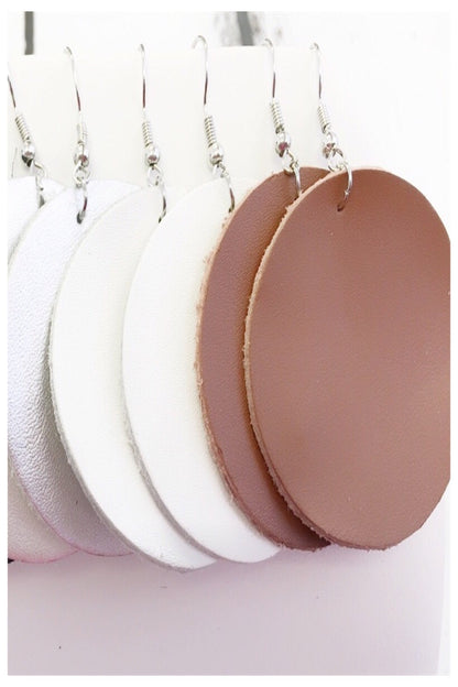 Simple Circle and Drop Vegan Leather Earrings - Final Sale