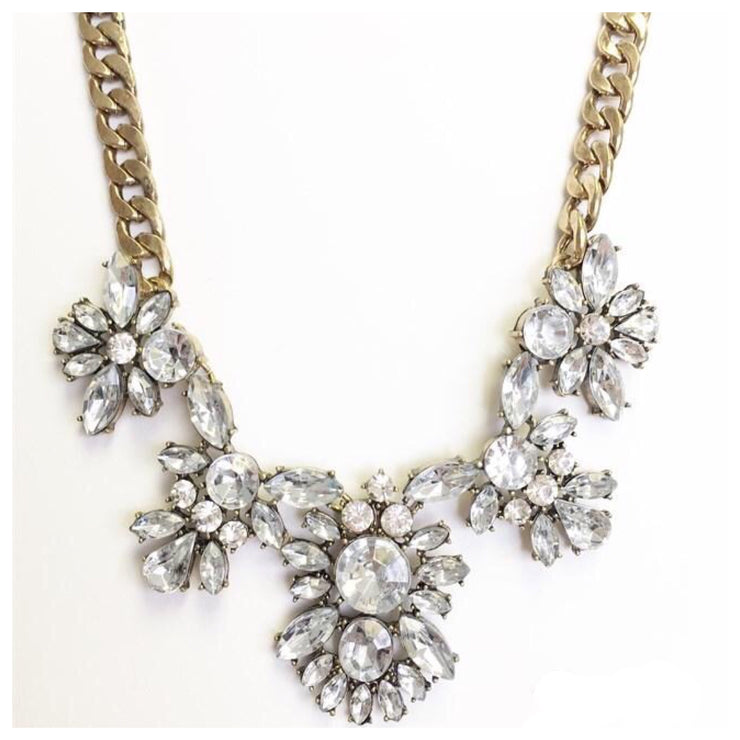 Crystal Flower Statement Necklace - Final Sale