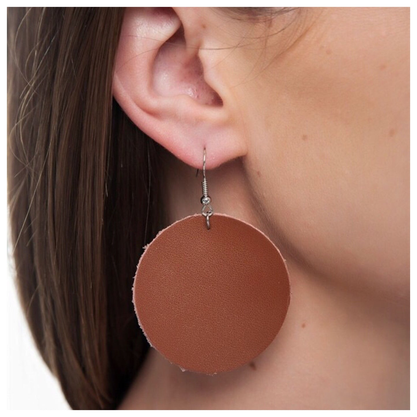 Simple Circle and Drop Vegan Leather Earrings - Final Sale
