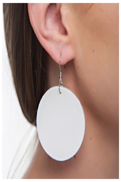 Simple Circle and Drop Vegan Leather Earrings - Final Sale