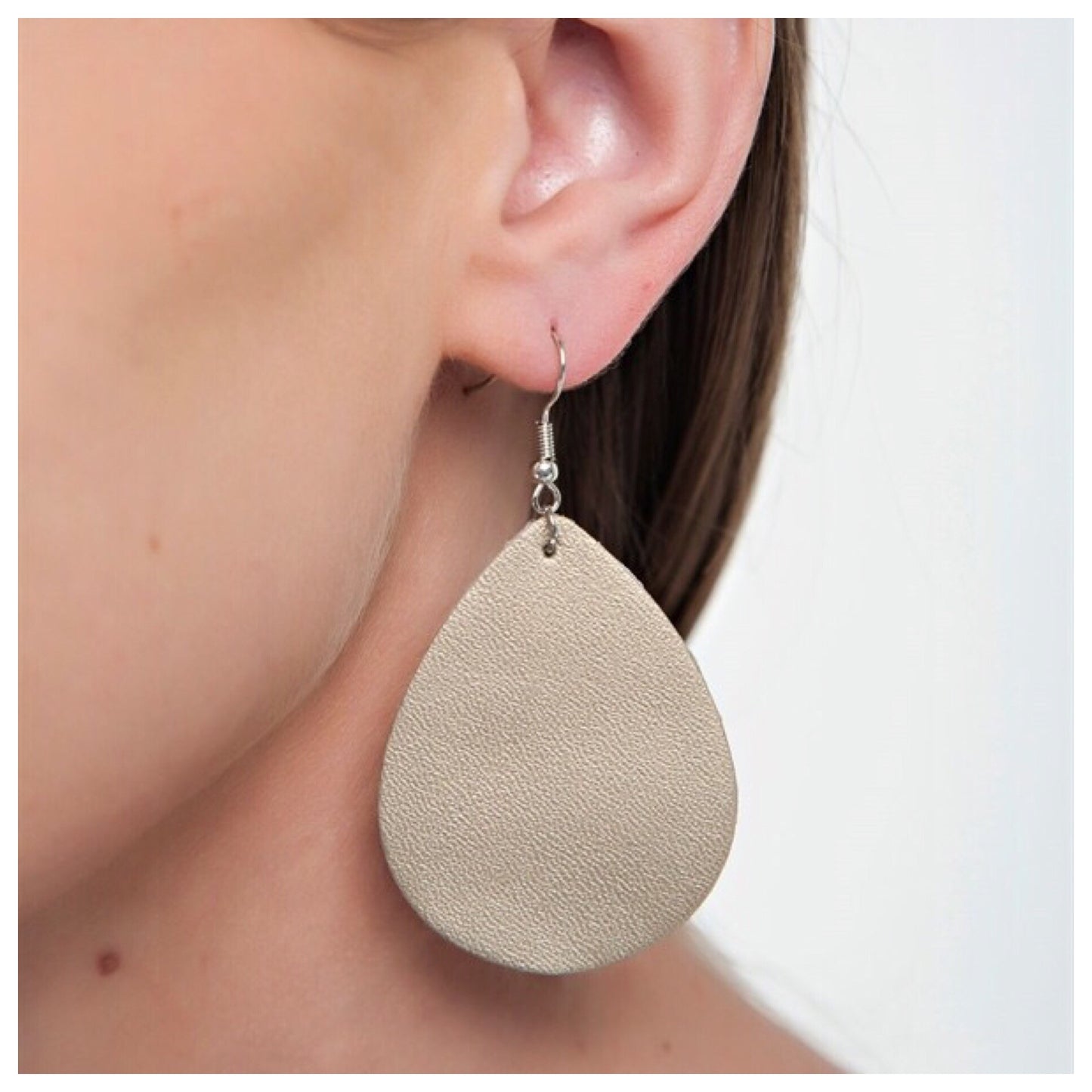 Simple Circle and Drop Vegan Leather Earrings - Final Sale