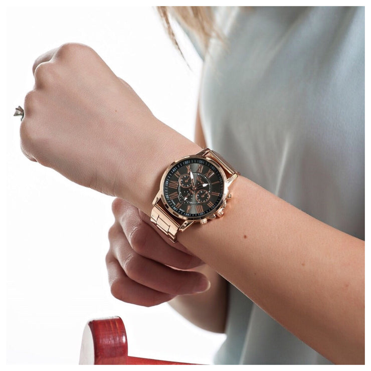 Rose Gold Watch with Colored Face Display - Final Sale