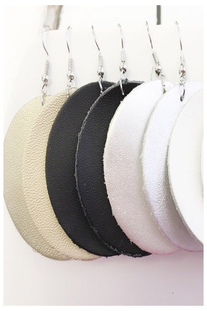 Simple Circle and Drop Vegan Leather Earrings - Final Sale