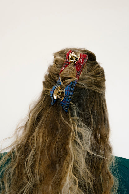 Elora Plaid Hair Clips - Final Sale