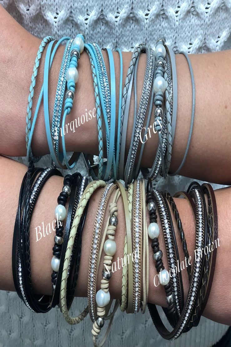 pearl and bling wrap bracelets