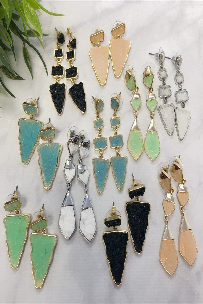 resin druzy statement earrings - final sale