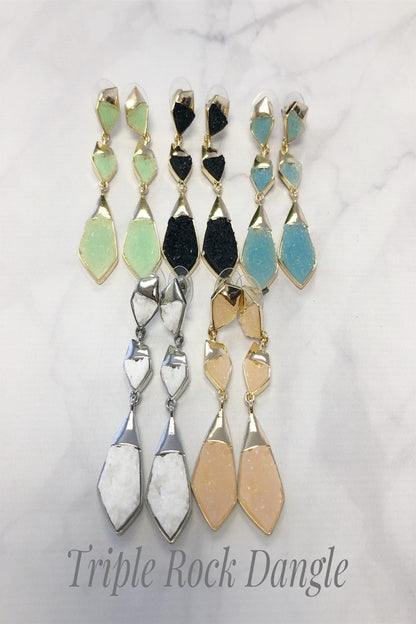 resin druzy statement earrings - final sale