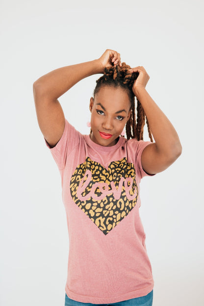 Mina Leopard Heart Tee - Final Sale