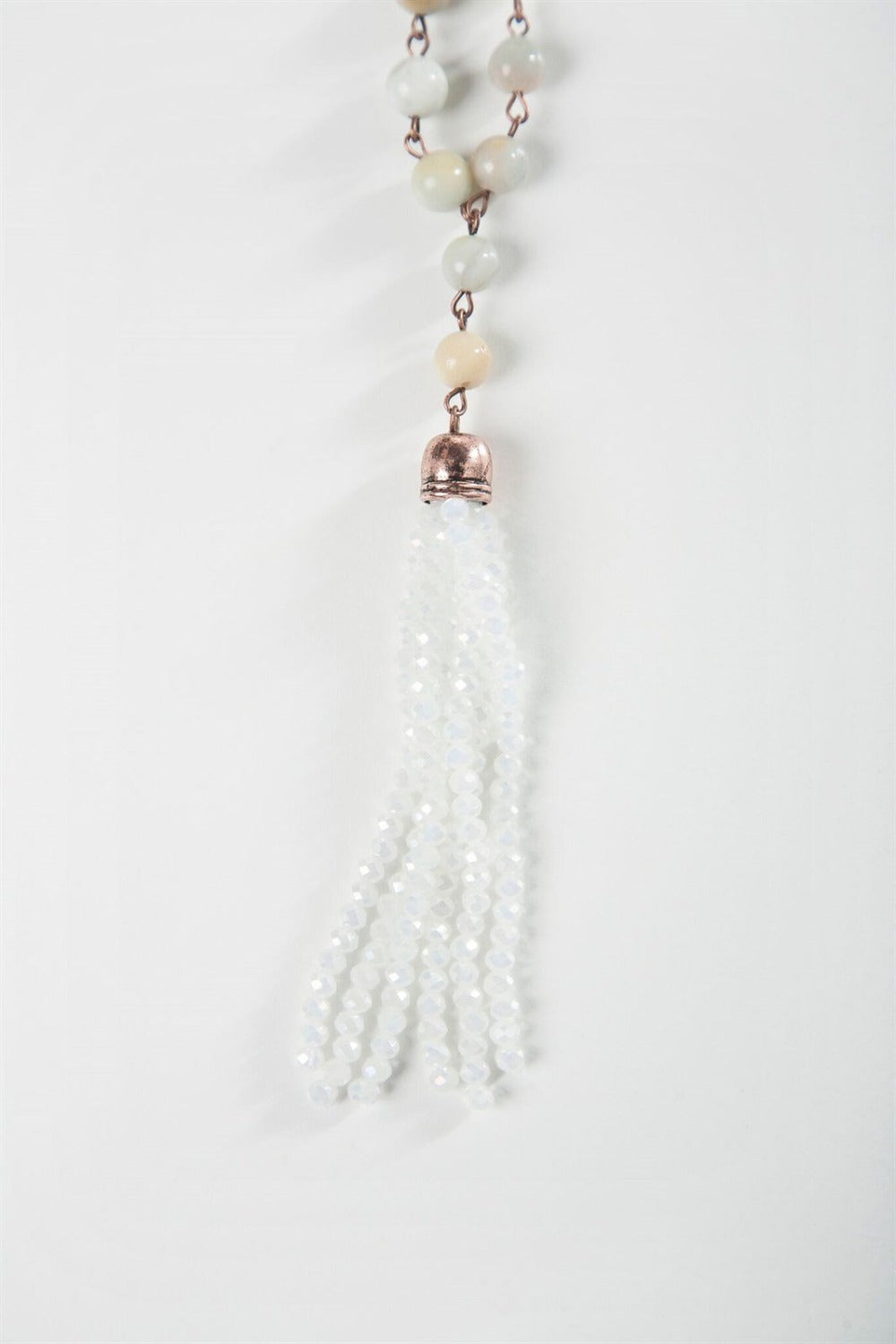 Long Semi Precious Beads Tassel Necklace - Final Sale