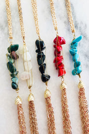 Natural Stone and Tassel Necklaces - Final Sale